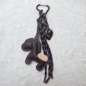 Stylish Brown Horse Bag Purse Backpack Charm Vegan Leather Keychain